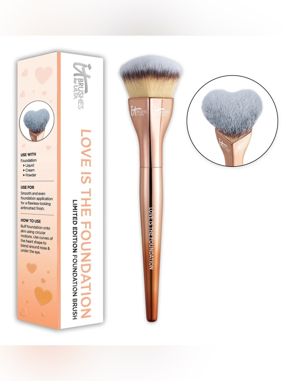 It cosmetics NEW sealed limited edition love the foundation heart shaped brush